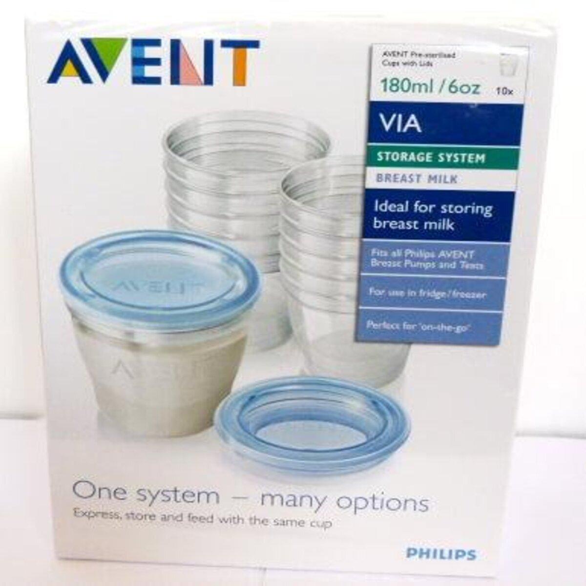 Avent Breast Milk Storage Cups Lids Reusable 10 X 180ml Asset