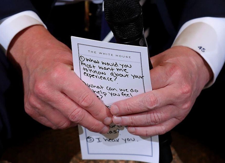 Trump had a list of compassionate responses while meeting with shooting survivors