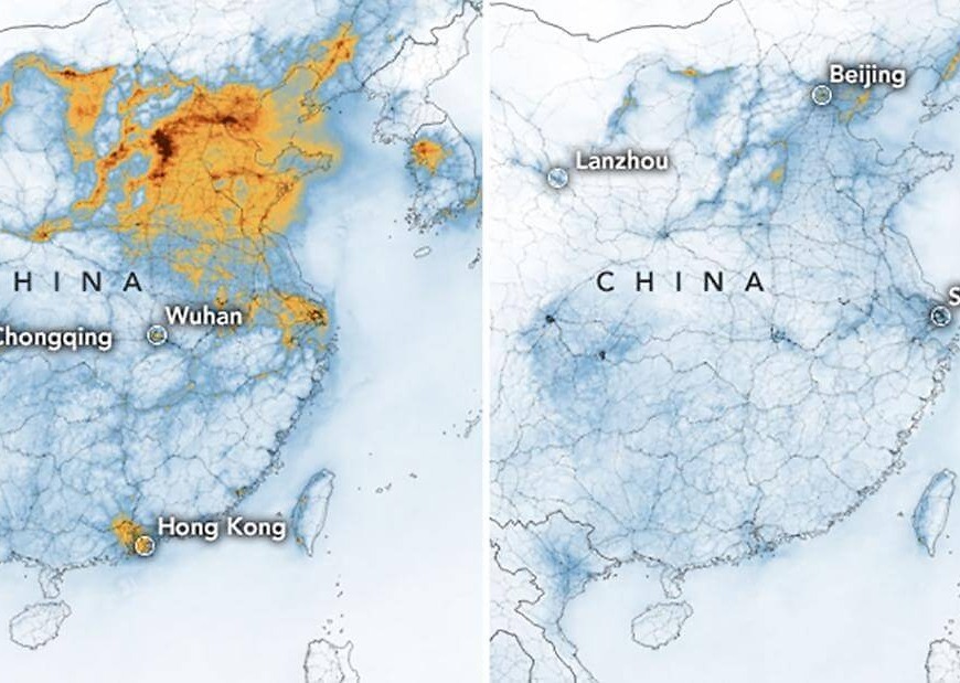 NASA images show a decrease in China’s pollution related to coronavirus shutdown